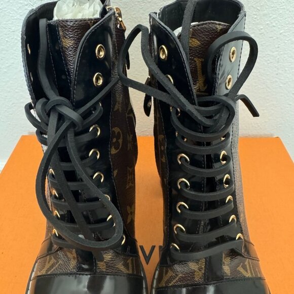 Louis Vuitton Star Trail Black Brown Monogram Leather Ankle Boot EU 41 - Picture 3 of 15